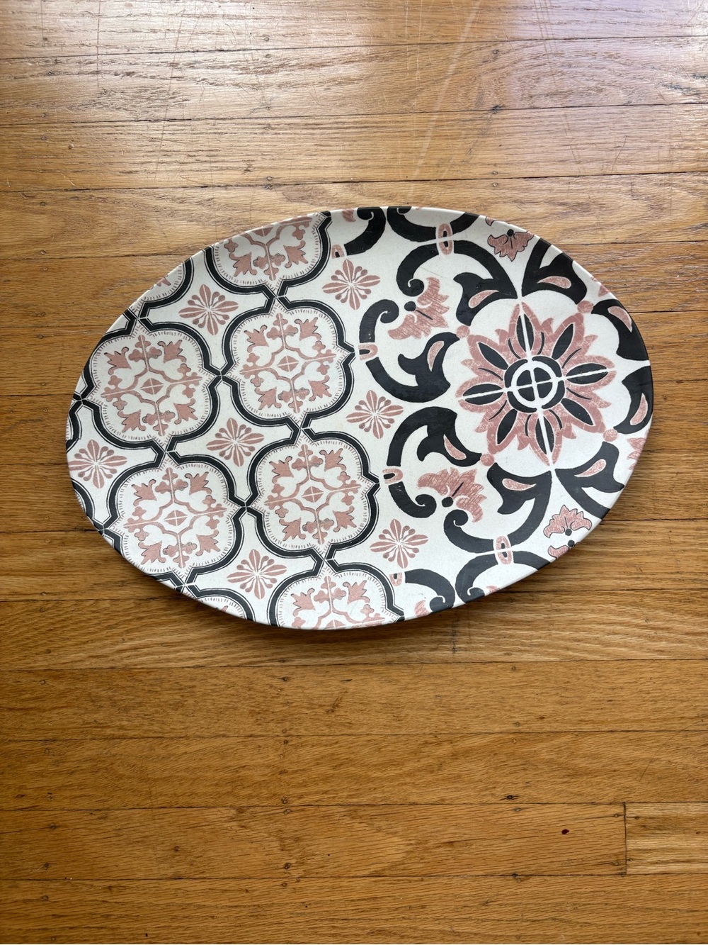 Decorative Pink and Black Patterned Serving Platter